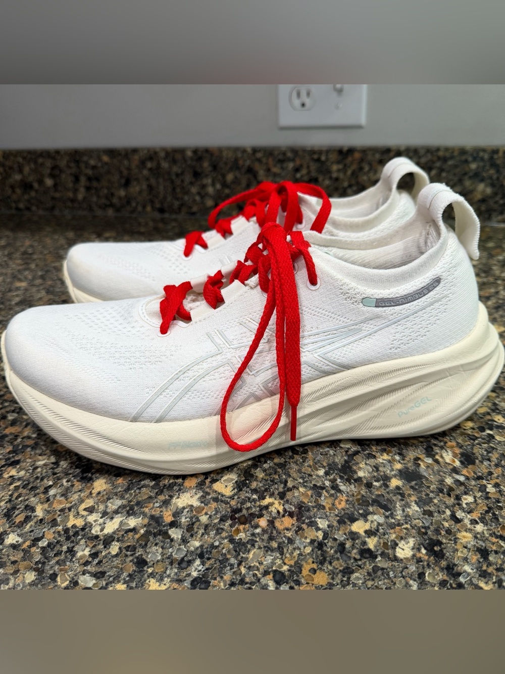 ASICS White Athletic Running Shoes with Red Laces ladies 9.5